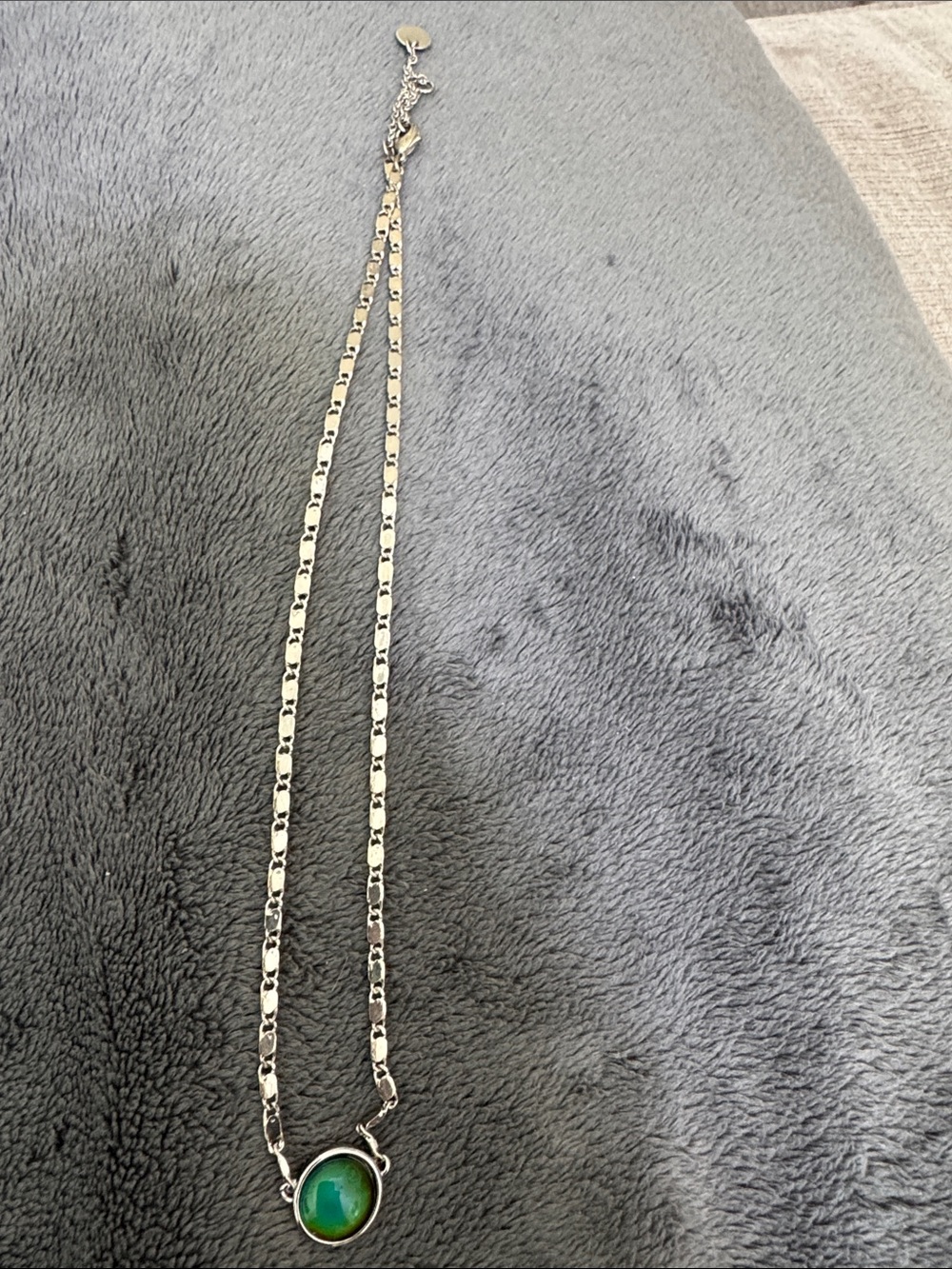 Pura Vida Silver Necklace with Green mood stone